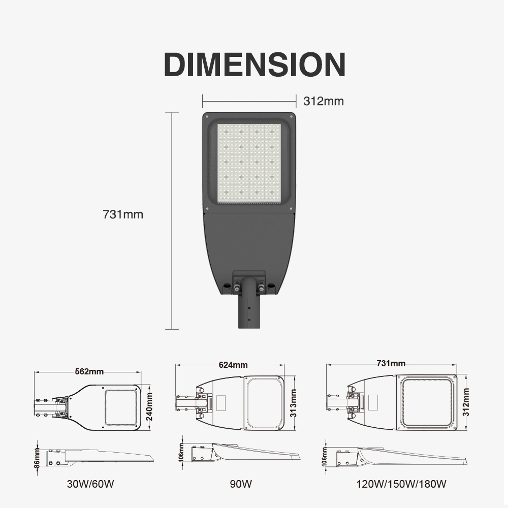 Best Selling Rechargeable 600W Shoebox Sya120 Electric Sense Monitor Ruokid Battery Round 220V LED Street Light